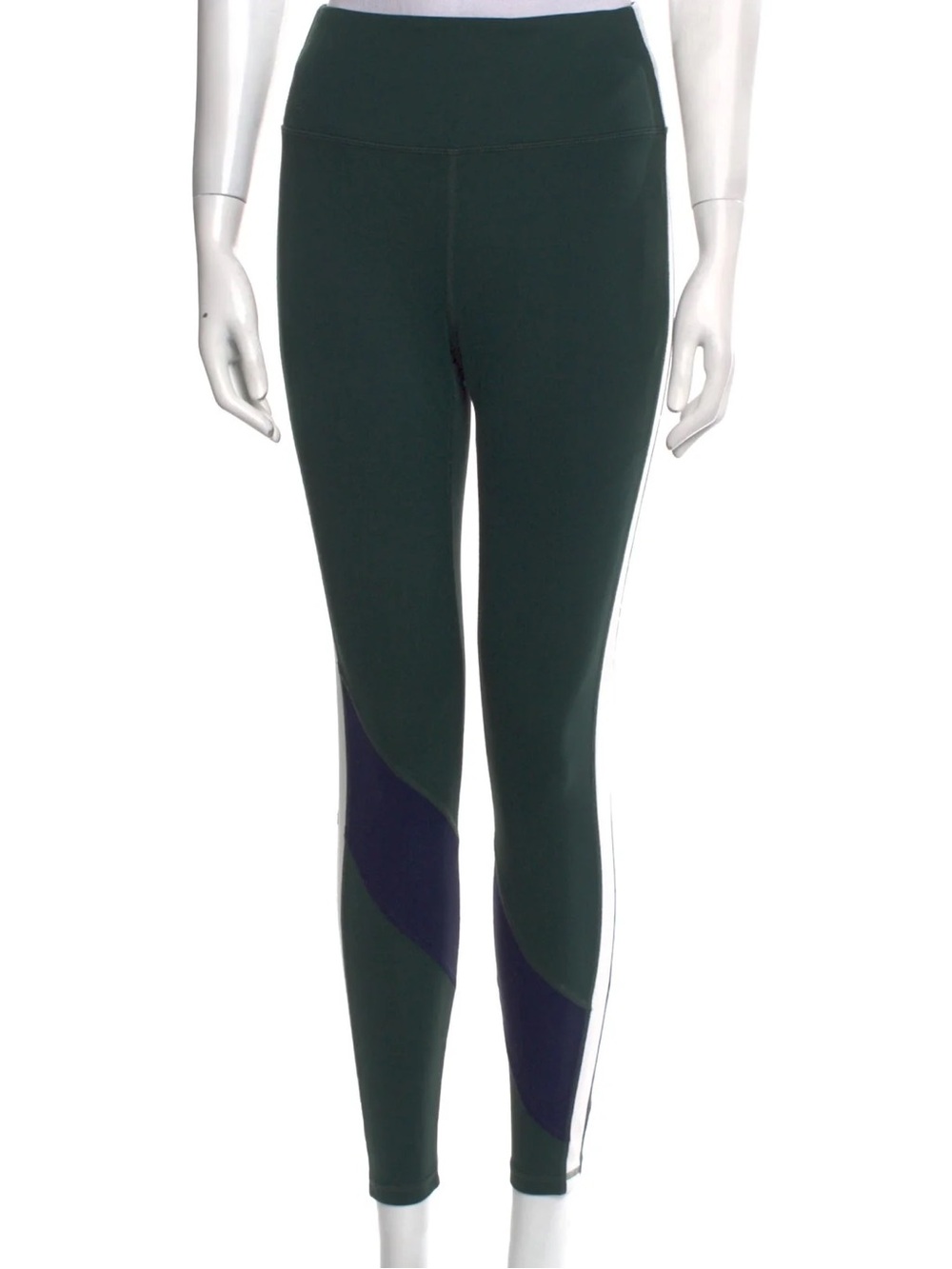 Tory Sport Dark Green Leggings with Navy Panels